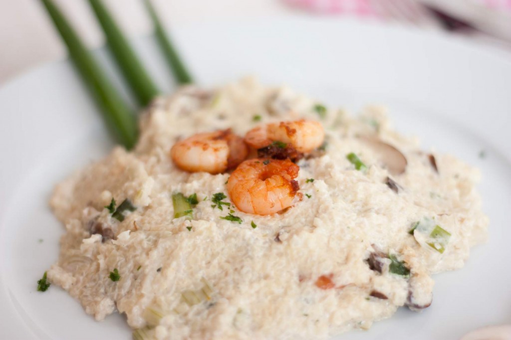 LowCarb Risotto mit gebratenen Garnelen – Mellys Köstlichkeiten